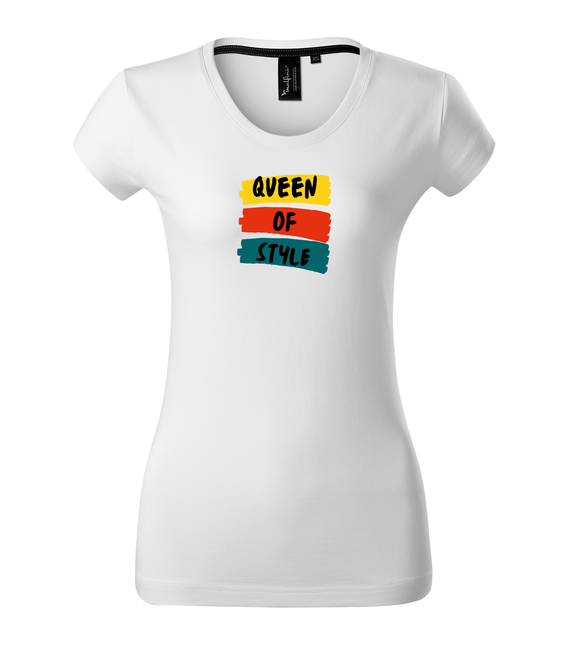 Dámské tričko s krátkým rukávem z luxusní bavlny s nápisem Queen of Style