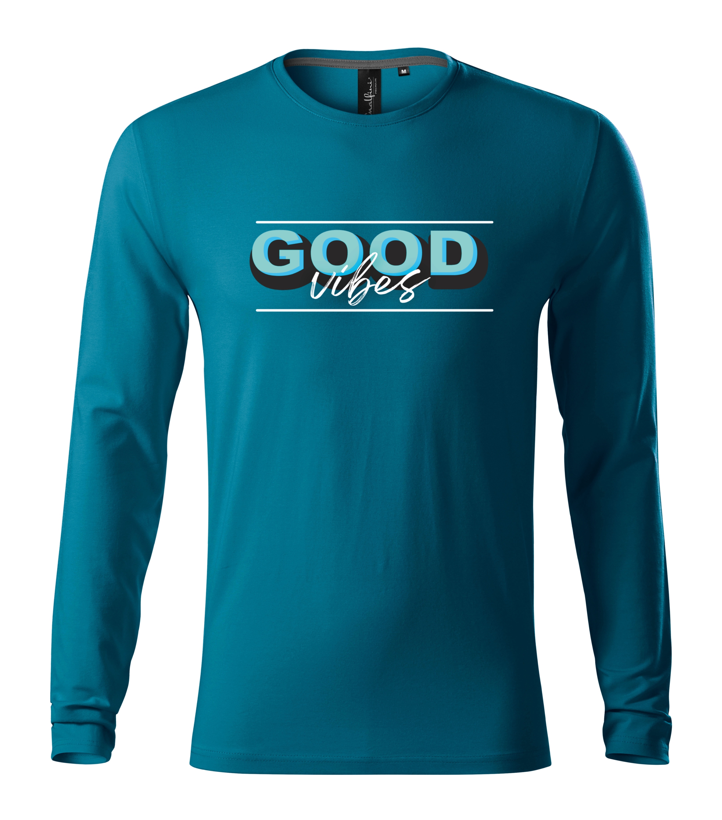 Pánské tričko s dlouhým rukávem s nápisem Good Vibes