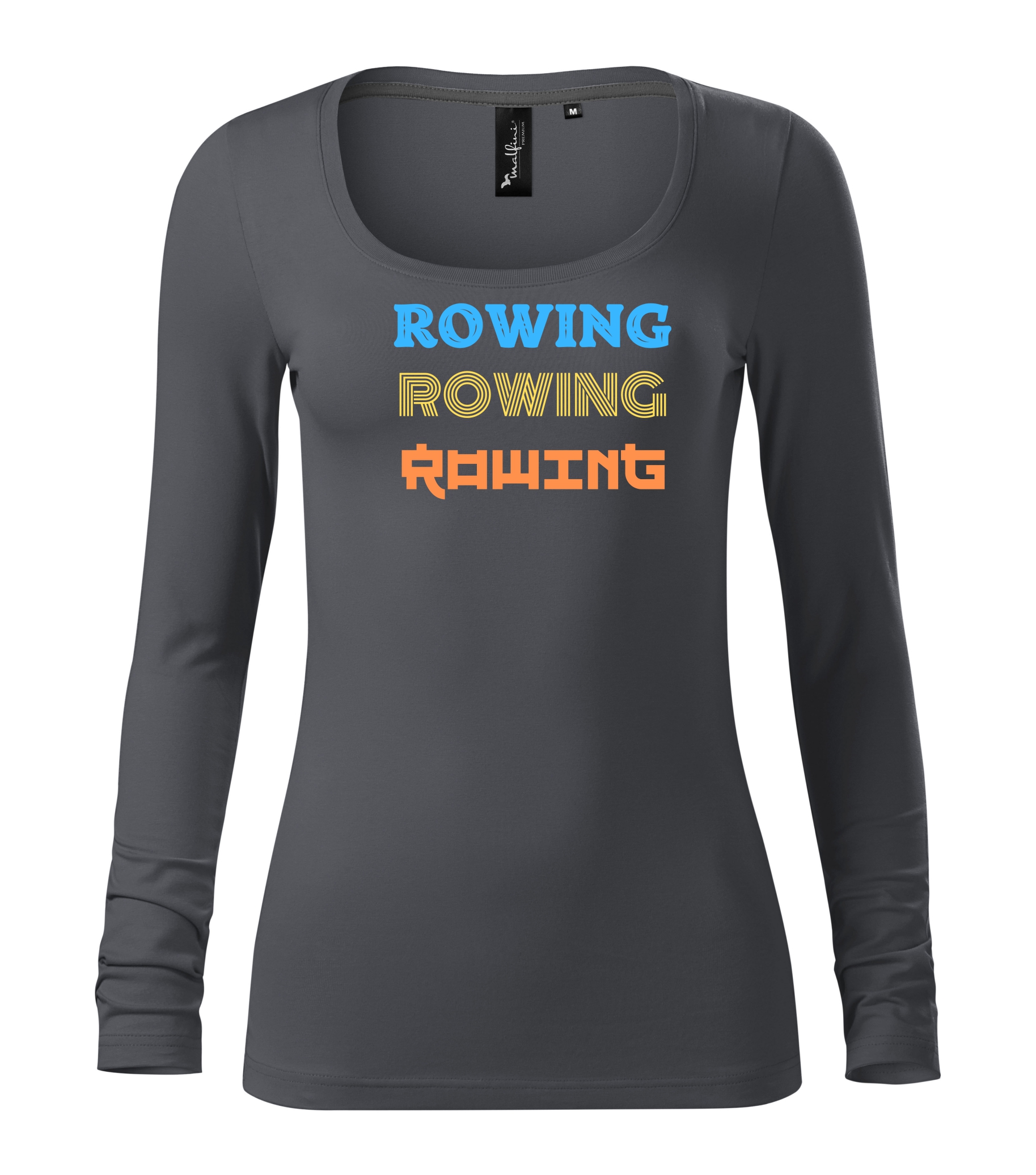 Dámské tričko s dlouhým rukávem s nápisem ROWING.