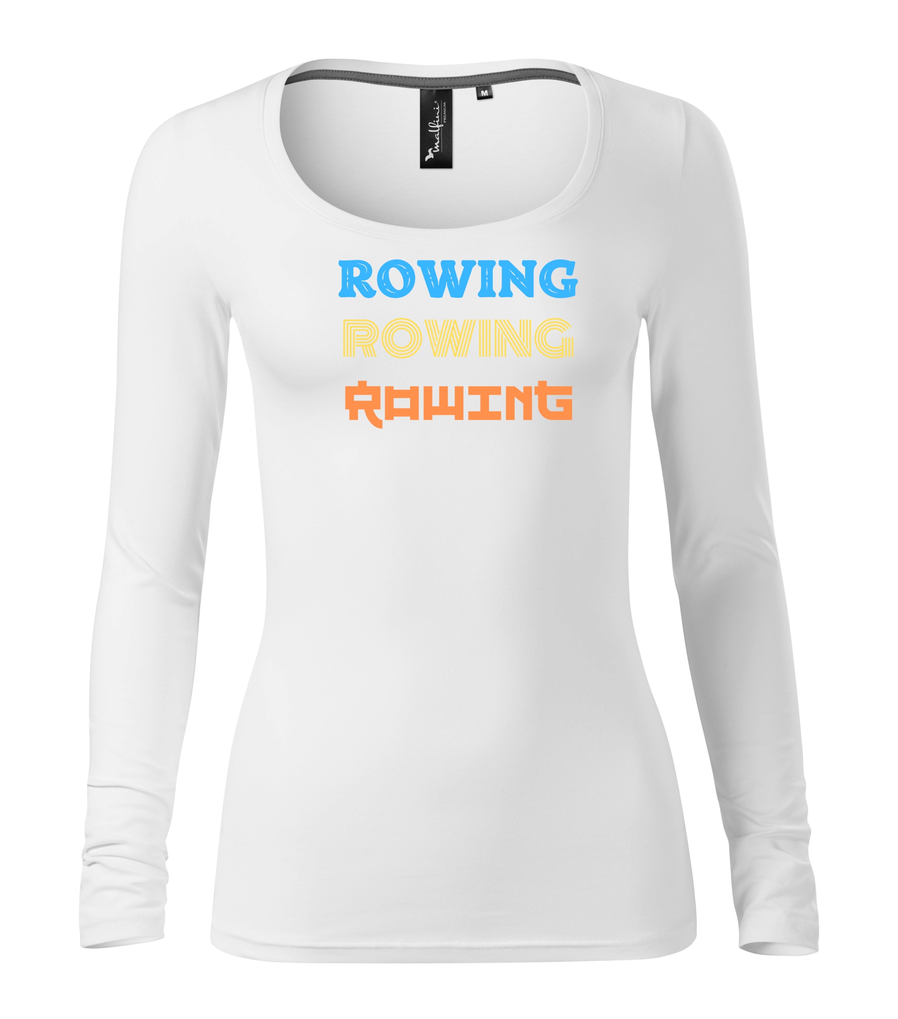 Dámské tričko s dlouhým rukávem s nápisem ROWING.