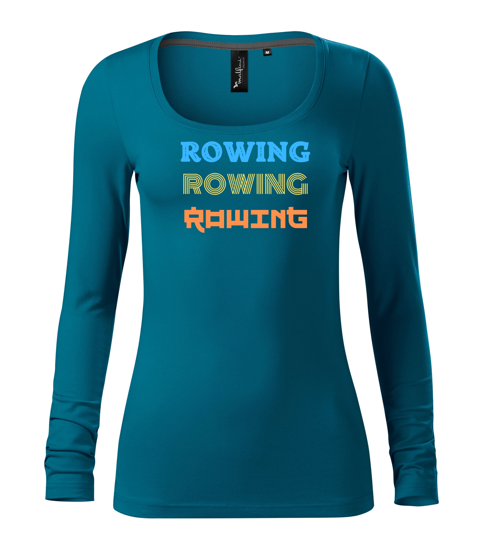 Dámské tričko s dlouhým rukávem s nápisem ROWING.