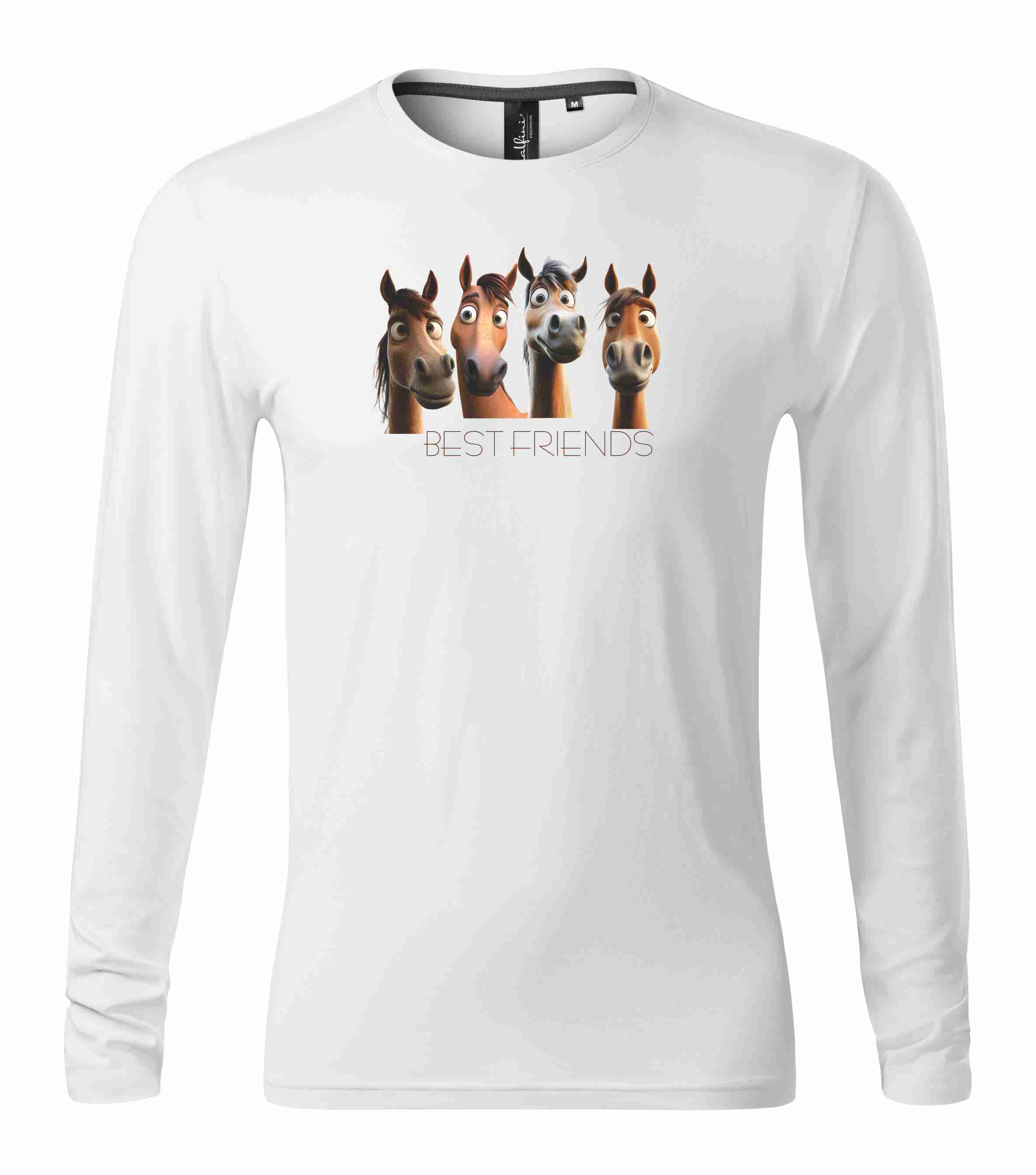 Pánské tričko s dlouhým rukávem s potiskem koníků Best Friends