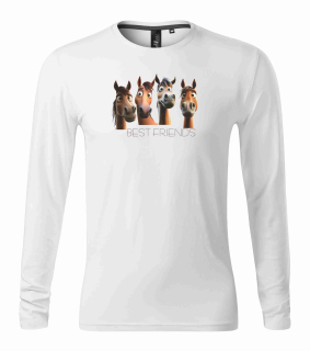 Pánské tričko s dlouhým rukávem s potiskem koníků Best Friends